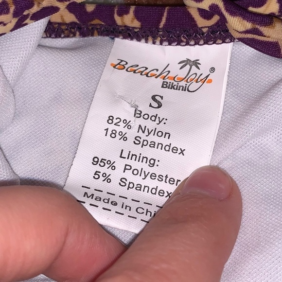 Beach Joy Cut Out Purple Animal Print Halter One Piece Swimsuit small - Picture 4 of 6